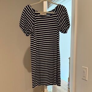 LOFT Navy and White Striped Dress